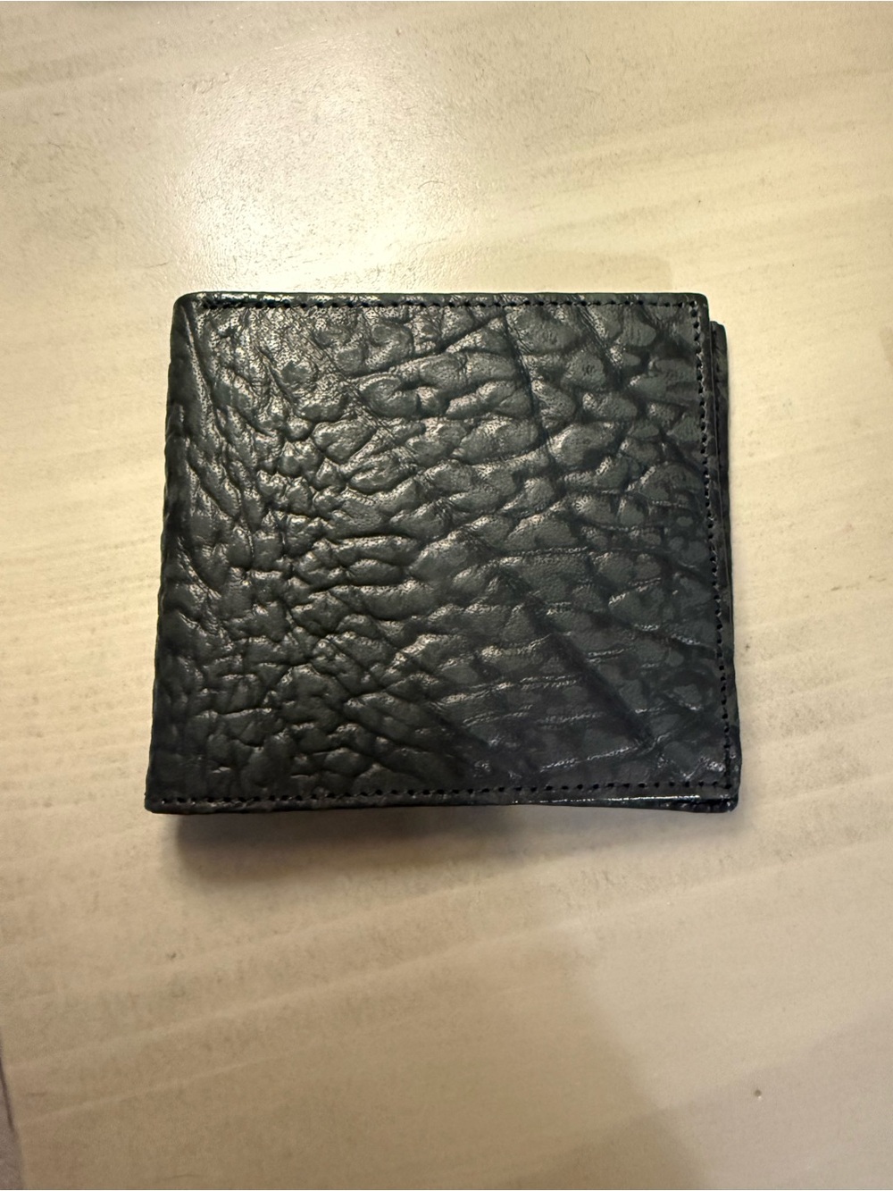 Black Men's Textured African Buffalo Leather Bifold Wallet